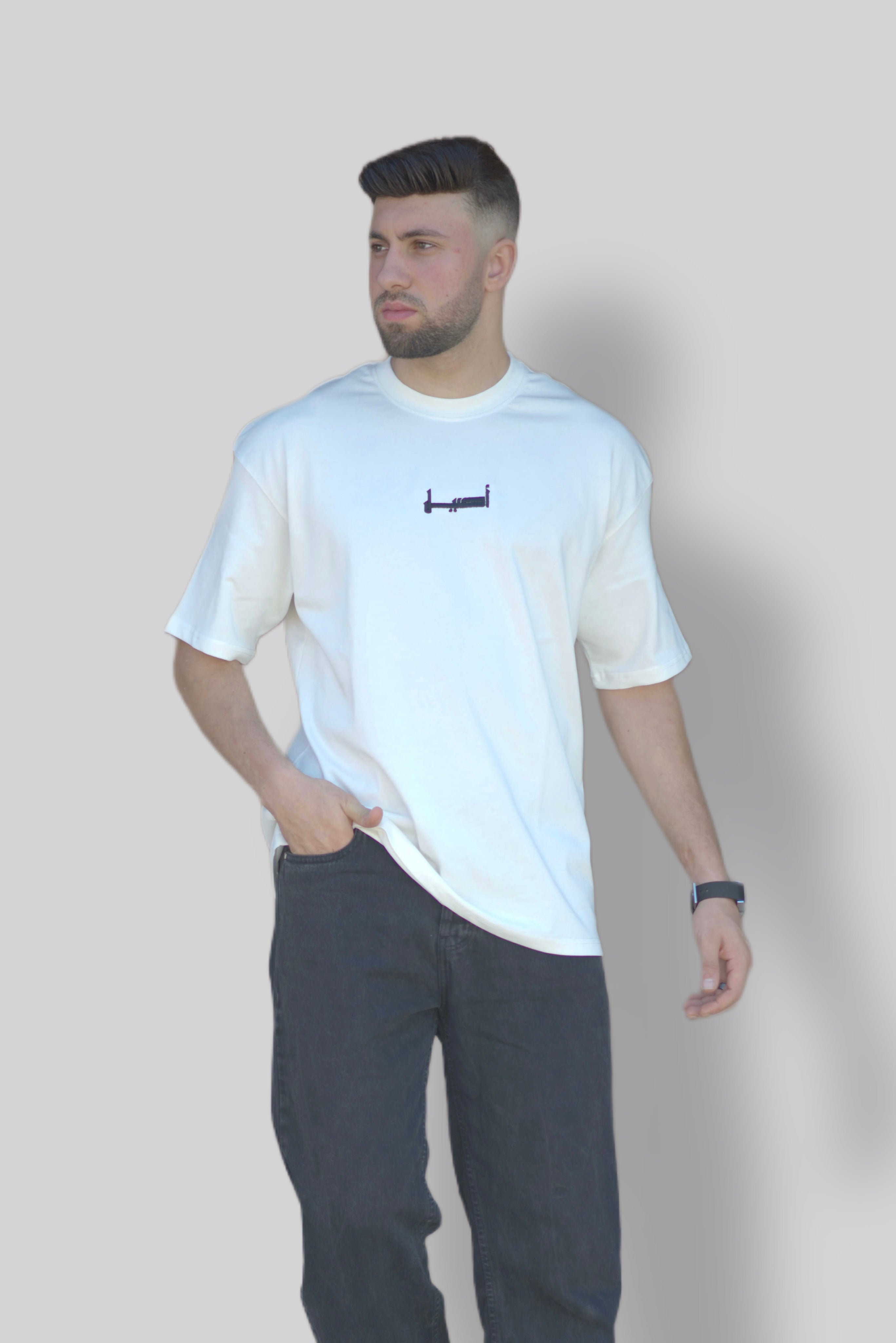 تي شيرت اوفر سايز - أبيض